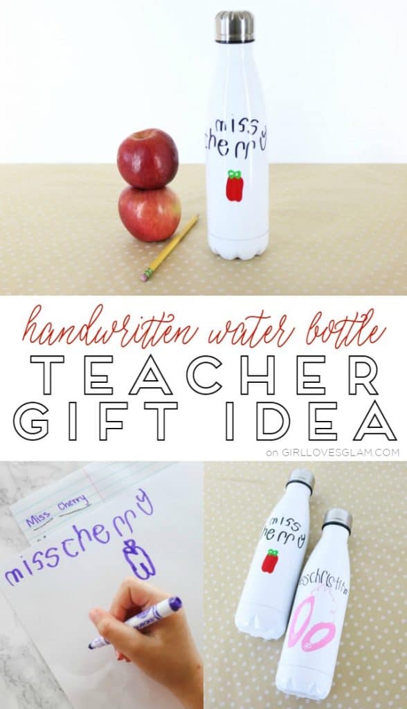 Handwritten Water Bottle Teacher Gift Idea - Girl Loves Glam